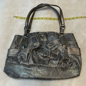 B Makowsky platinum snakeskin print leather bag